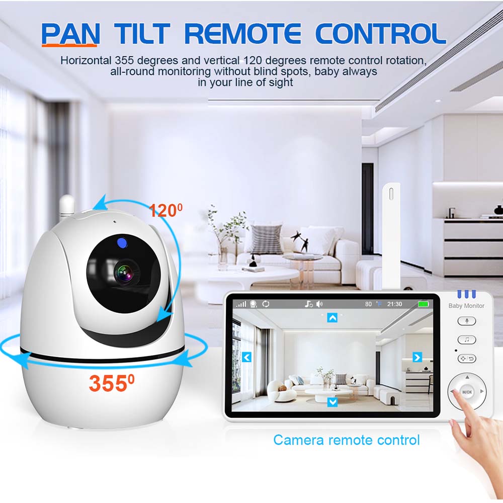Monitor Bayi Video 5 Inch, Aud - Wireless Baby Monitor ulasan dan harga