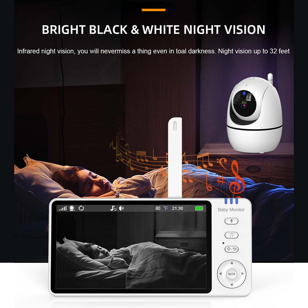Monitor Bayi Video 5 Inch, Aud - Wireless Baby Monitor ulasan dan harga